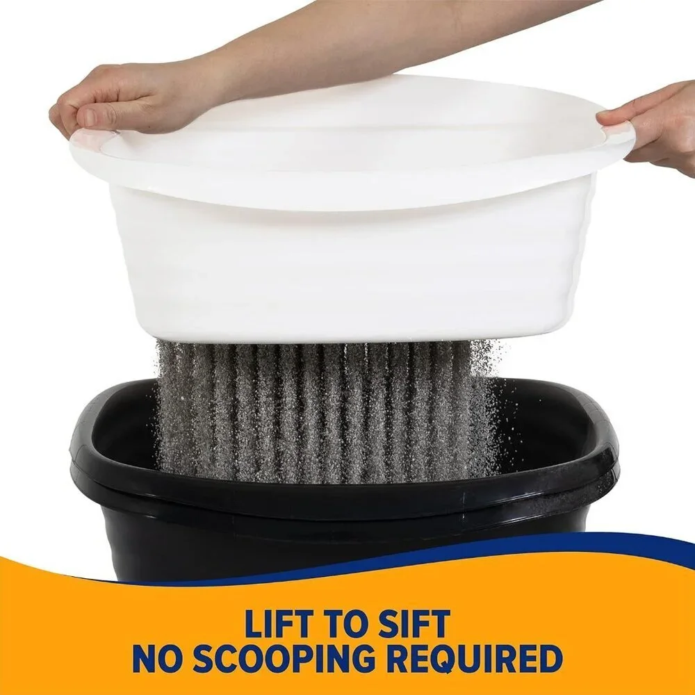 Large Sifting Plastic Cat Litter Box with Microban Odor Control Eco-Friendly